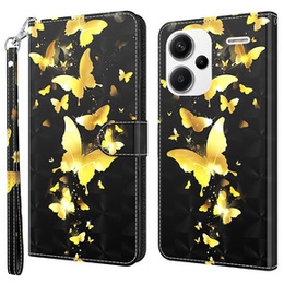 Etui z klapką do Xiaomi Redmi Note 13 Pro+, Wallet, Butterflies złote