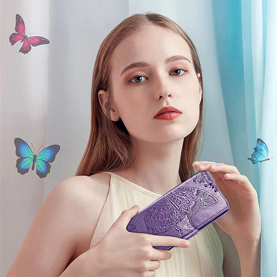 Etui z klapką do Motorola Edge 60 Pro, Butterfly - fioletowe
