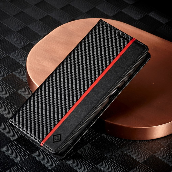 Etui z klapką do Samsung Galaxy A56 5G, Carbon LC.IMEEKE, czarne