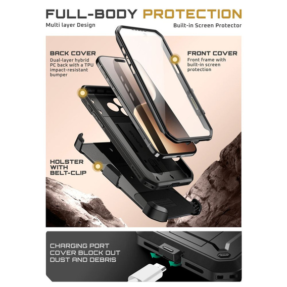Etui Supcase do iPhone 17 Pro Max, Unicorn Beetle Pro, Black
