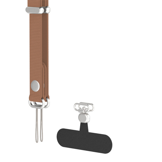Smycz na telefon kompatybilna z etui do iPhone 17, odpinana magnetyczna klamra, pasek na szyję – brązowa