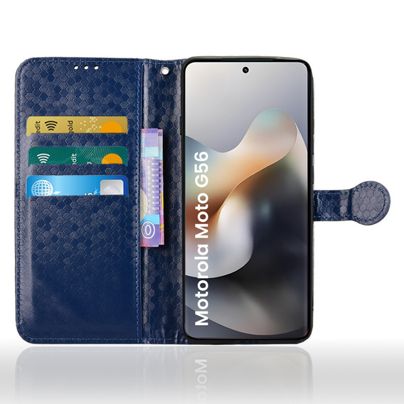 Etui z klapką do Motorola Moto G56 5G, Wallet Rhombus, niebieskie