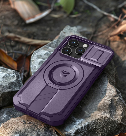 Etui Dexnor do iPhone 14 Pro – magnetyczne, z przesuwaną osłoną aparatu - fioletowe