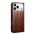 Etui ze skóry z klapką do iPhone 17 Pro Max, QIALINO Genuine Cow Leather – brązowe