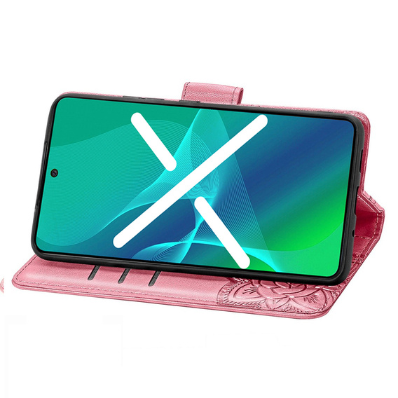 Etui z klapką do Motorola Moto G52 / G82 5G, Butterfly, różowe