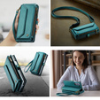 Etui CASEME do Samsung Galaxy Z Fold6 5G, RFID Leather Wallet, z paskiem na ramię, zielone