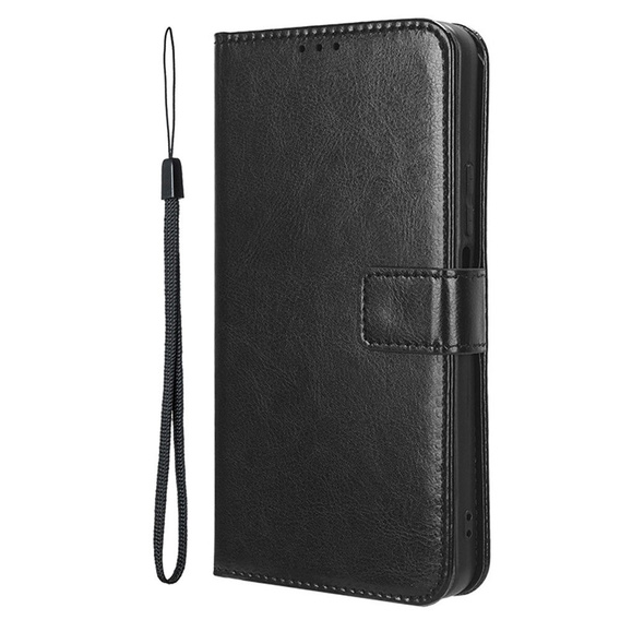 Etui z klapką do Xiaomi 15T Pro, Crazy Horse Wallet, czarne