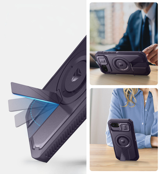 Etui pancerne Dexnor CamProtect z MagSafe do iPhone 16e – fioletowe