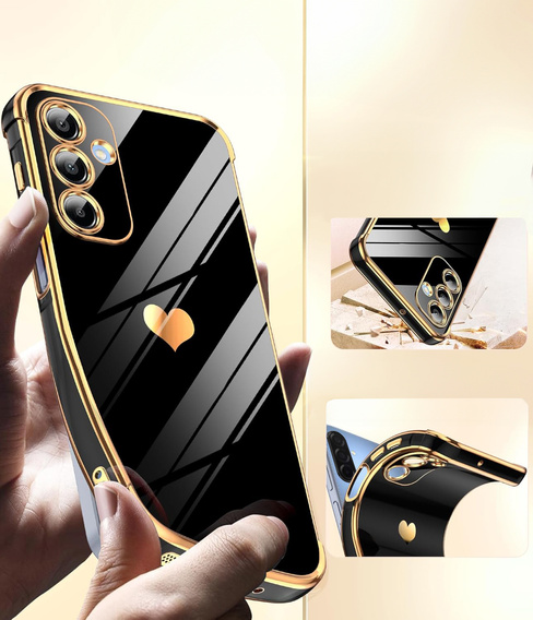 Etui do Samsung Galaxy A56 5G, Electro heart, czarne + Szkło 9H