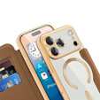 Etui z klapką do iPhone 17 Pro Max, RFID Wallet MagSafe z ochroną aparatu, brązowe