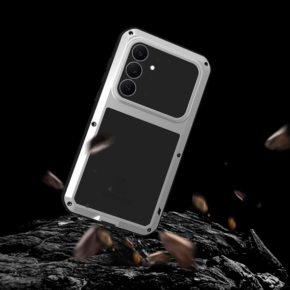 Etui Love Mei do Samsung Galaxy S25 FE, pancerne ze szkłem, srebrne