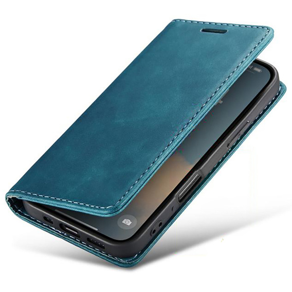 Etui do iPhone 17 Pro Max, ERBORD Vintage portfel z klapką, niebieskie
