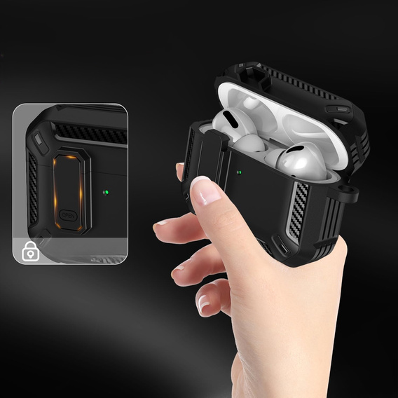 Etui ochronne do AirPods Pro 3, karabińczykiem, czarne