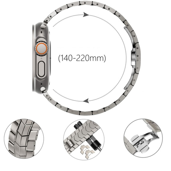Bransoleta do Apple Watch 1/2/3/4/5/6/7/8/9/10/11/SE Ultra 1/2/3 42/44/45/46/49mm, Tytanowa