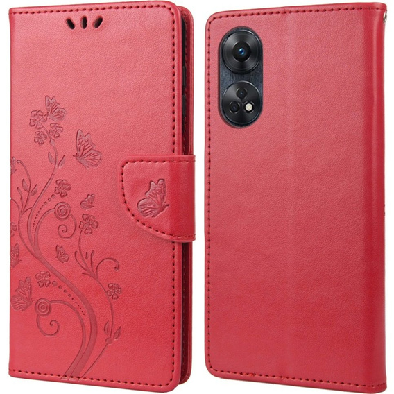 Etui z klapką do Oppo Reno8 T 4G, Butterfly, czerwone