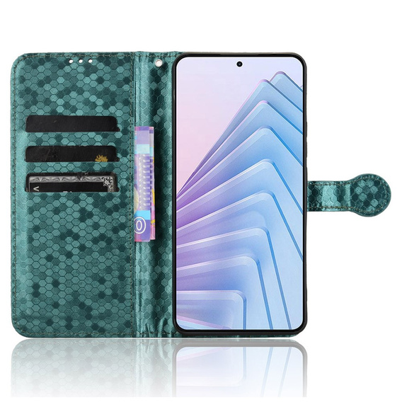 Etui z klapką do Xiaomi Redmi Note 14 4G, Wallet Rhombus, zielone