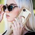 Etui z klapką do iPhone 16E, RFID Wallet MagSafe z ochroną aparatu, złote