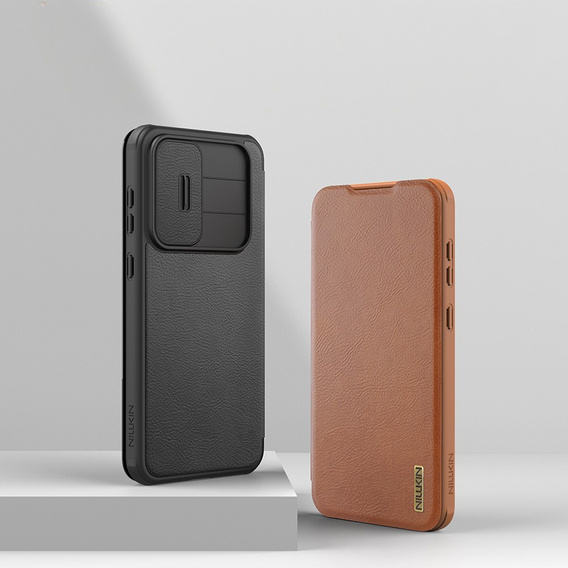 Etui z klapką NILLKIN do Samsung Galaxy A56 5G, CamShield Qin Pro, skórzane, czarne