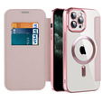 Etui z klapką do iPhone 11 Pro Max, RFID Wallet MagSafe z ochroną aparatu, różowe