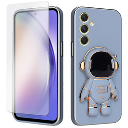 Zestaw Etui Electro do Samsung Galaxy A54 5G, Astronauta, Niebieskie + szkło