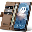 Etui do Motorola Moto G24 / G24 Power / G04, ERBORD Glossy Litchi, portfel z klapką, brązowe