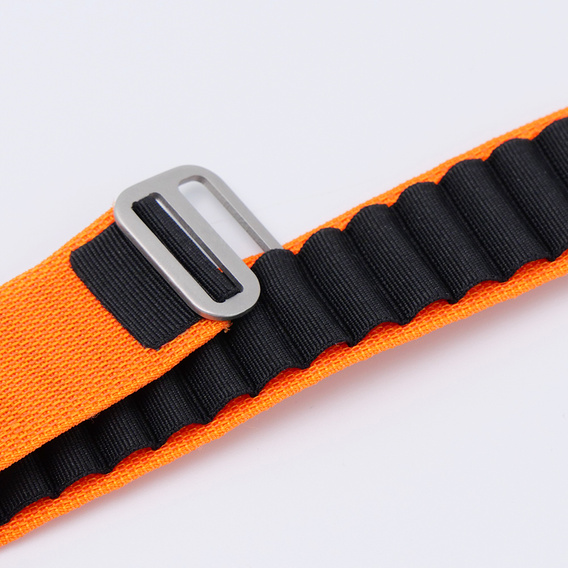Pasek Nylonowy do Apple Watch 1/2/3/4/5/6/7/8/9/10/11/SE Ultra 1/2/3 42/44/45/46/49mm, Pomarańczowy / Czarny