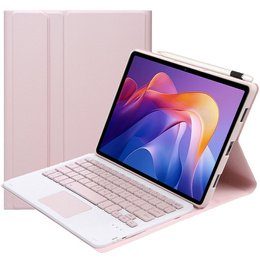 Etui z klawiaturą Bluetooth i touchpadem do Xiaomi Redmi Pad 2 – różowe