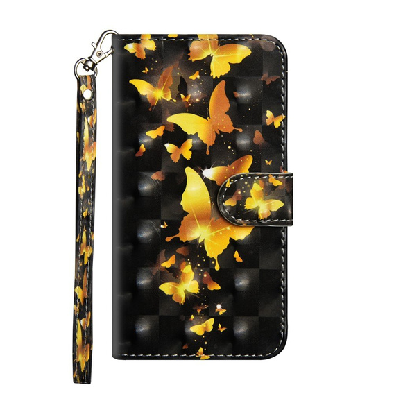 Etui Wallet do Samsung Galaxy A71, Light Spots Decor, Gold Butterfly