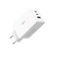 XO CE13 Ładowarka sieciowa, 2x USB-C 1x USB-A, 65W + kabel USB-C - USB-C, biała