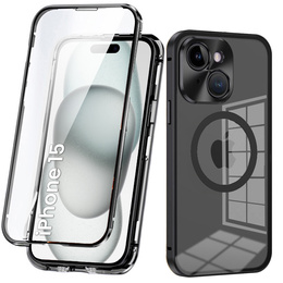 Etui Magnetic Dual Glass MagSafe do iPhone 15, czarne