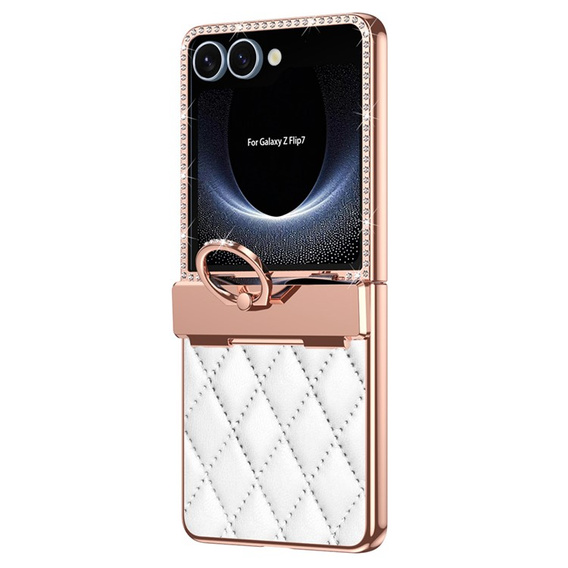 Etui ze szkłem do Samsung Galaxy Z Flip7 5G – białe