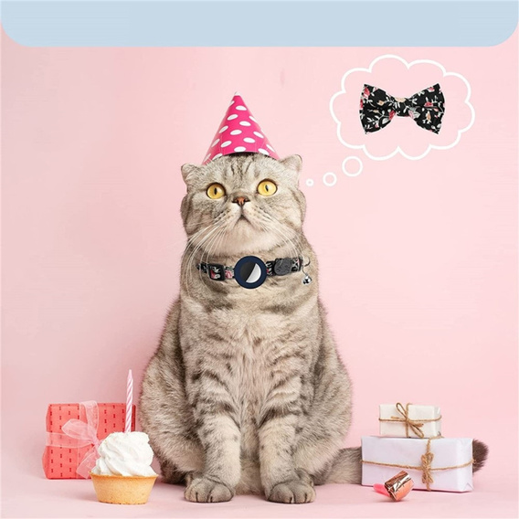 Etui Obroża z muszką i dzwoneczkiem do Apple AirTag 2 / 1, z folią, Czarna