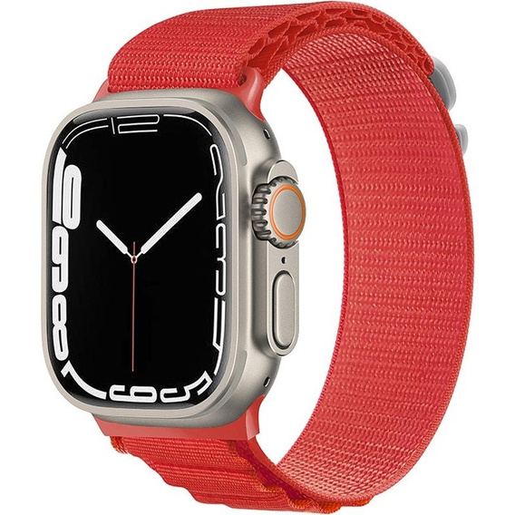 Pasek Nylonowy do Apple Watch 1/2/3/4/5/6/7/8/9/10/11/SE Ultra 1/2/3 42/44/45/46/49mm, Czerwony