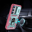 Etui pancerne do Samsung Galaxy S23, CamShield Slide, zielone / różowe