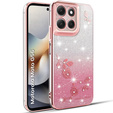 Etui do Motorola Moto G56 5G, Glitter Flower, różowe rose gold