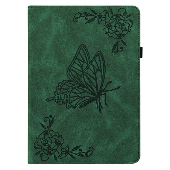 Etui do Lenovo Tab M10 Plus 10.6 Gen 3 TB-125F TB-128F, Wallet Pen Slot, butterflies, zielone