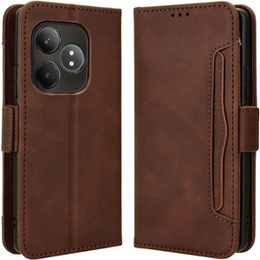 Etui z klapką do Realme GT 6 / 6T, Card Slot, brązowe