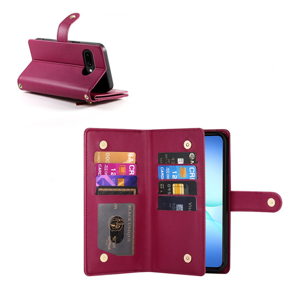 Etui z klapką do Samsung Galaxy A17 5G, Wallet Zipper Pocket, czerwone