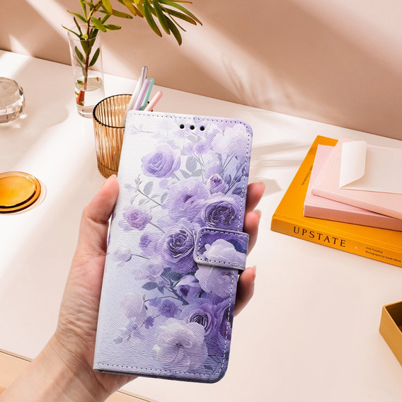 Etui portfelowe do Honor 400 Lite – fioletowa róża