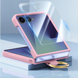 Etui Ring Holder do Samsung Galaxy Z Flip7 5G, ze szkłem na ekran zewnętrzny, różowe