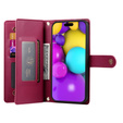 Etui z klapką do iPhone 16 Plus, Wallet Zipper Pocket, czerwone