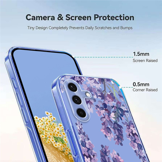 Etui do Samsung Galaxy S25 FE z motywem kwiatowym – fioletowe