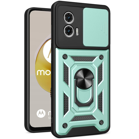 Etui pancerne do Motorola Moto G73 5G, CamShield Slide, zielone