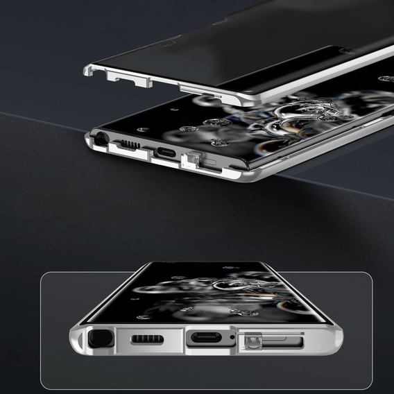Etui Magnetic Dual Glass MagSafe do Samsung Galaxy S24, srebrne