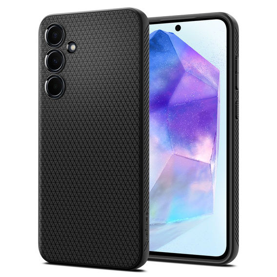 Etui Spigen do Samsung Galaxy A55 5G, Liquid Air, czarne + Szkło Hartowane 9H