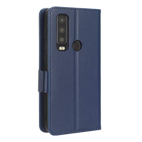 Etui z klapką do Cat S75 5G, Wallet Litchi Magnet, granatowe