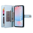 Etui z klapką do Samsung Galaxy S24 FE, Wallet Zipper Pocket, niebieskie