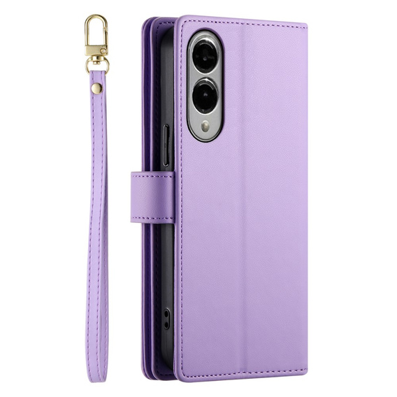 Etui z klapką do Samsung Galaxy S25 Edge, Wallet Zipper Pocket, fioletowe