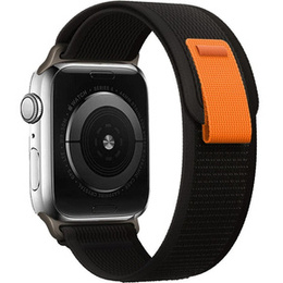 Pasek Nylonowy do Apple Watch 1/2/3/4/5/6/7/8/9/10/11/SE Ultra 1/2/3 42/44/45/46/49mm, Czarny / Pomarańczowy