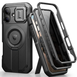 Etui pancerne do iPhone 17, Dexnor CamProtect MagSafe, z folią prywatyzującą, czarne (Dwie ramki)